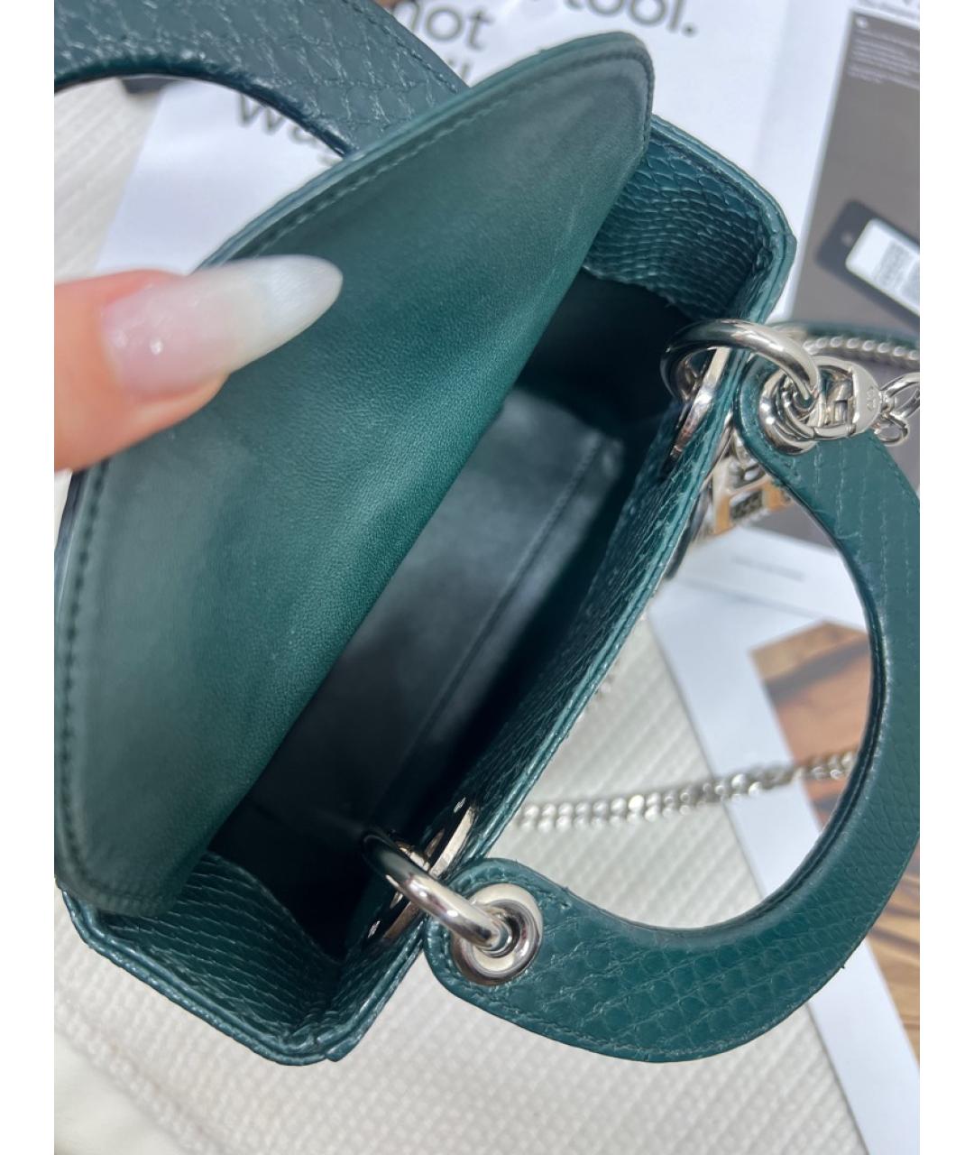 CHRISTIAN DIOR Зеленая сумка с короткими ручками из экзотической кожи, фото 6