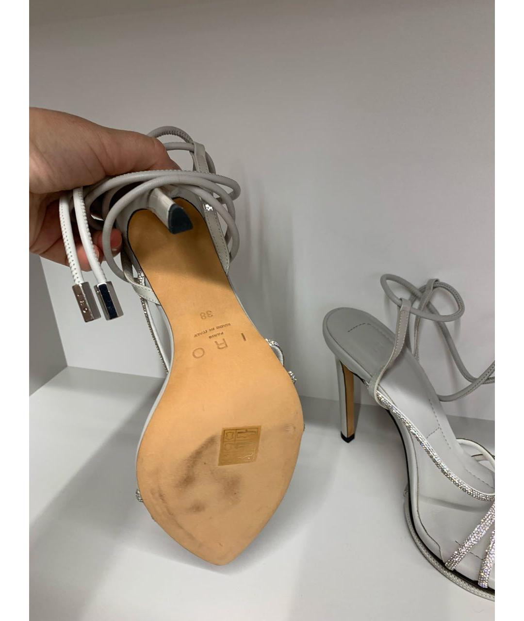 IRO Серые кожаные босоножки, фото 6