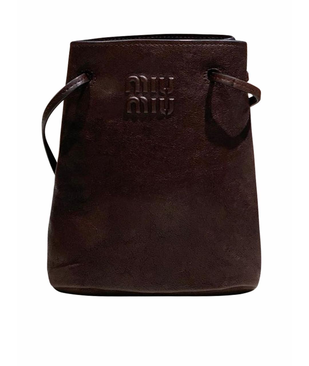 MIU MIU Коричневая кожаная сумка через плечо, фото 1