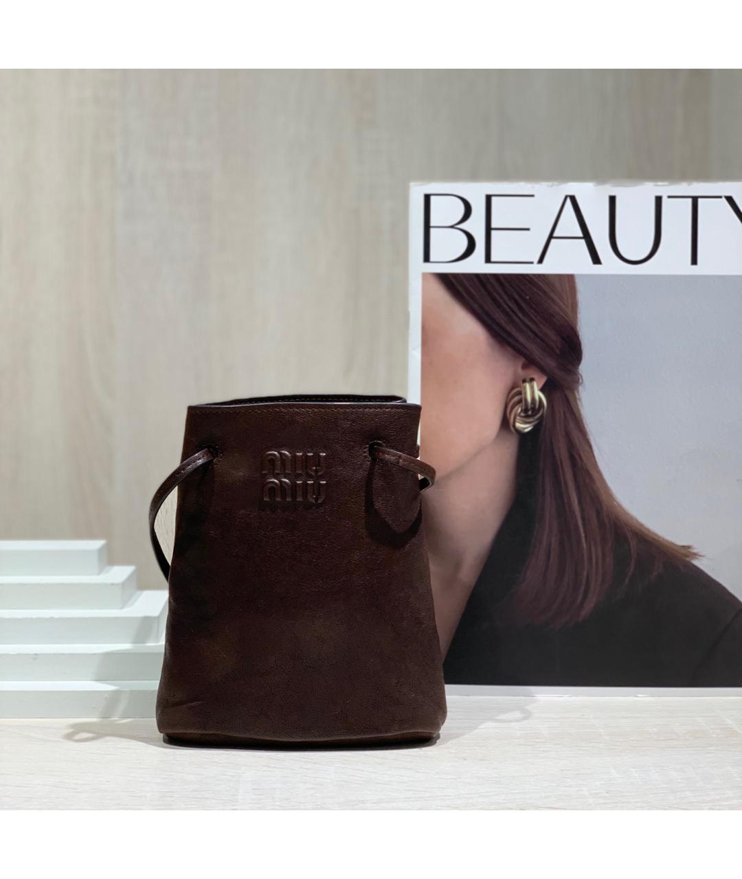 MIU MIU Коричневая кожаная сумка через плечо, фото 7