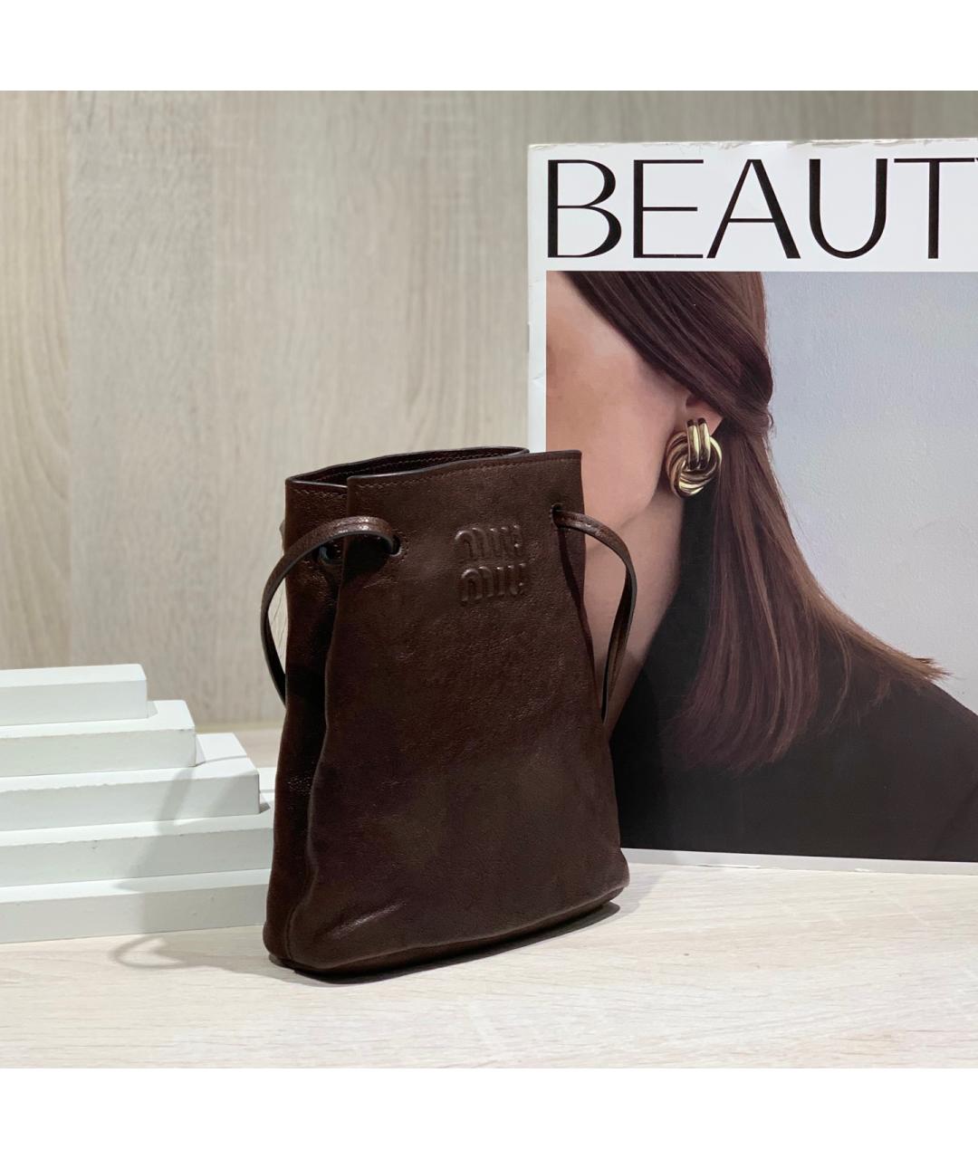 MIU MIU Коричневая кожаная сумка через плечо, фото 3