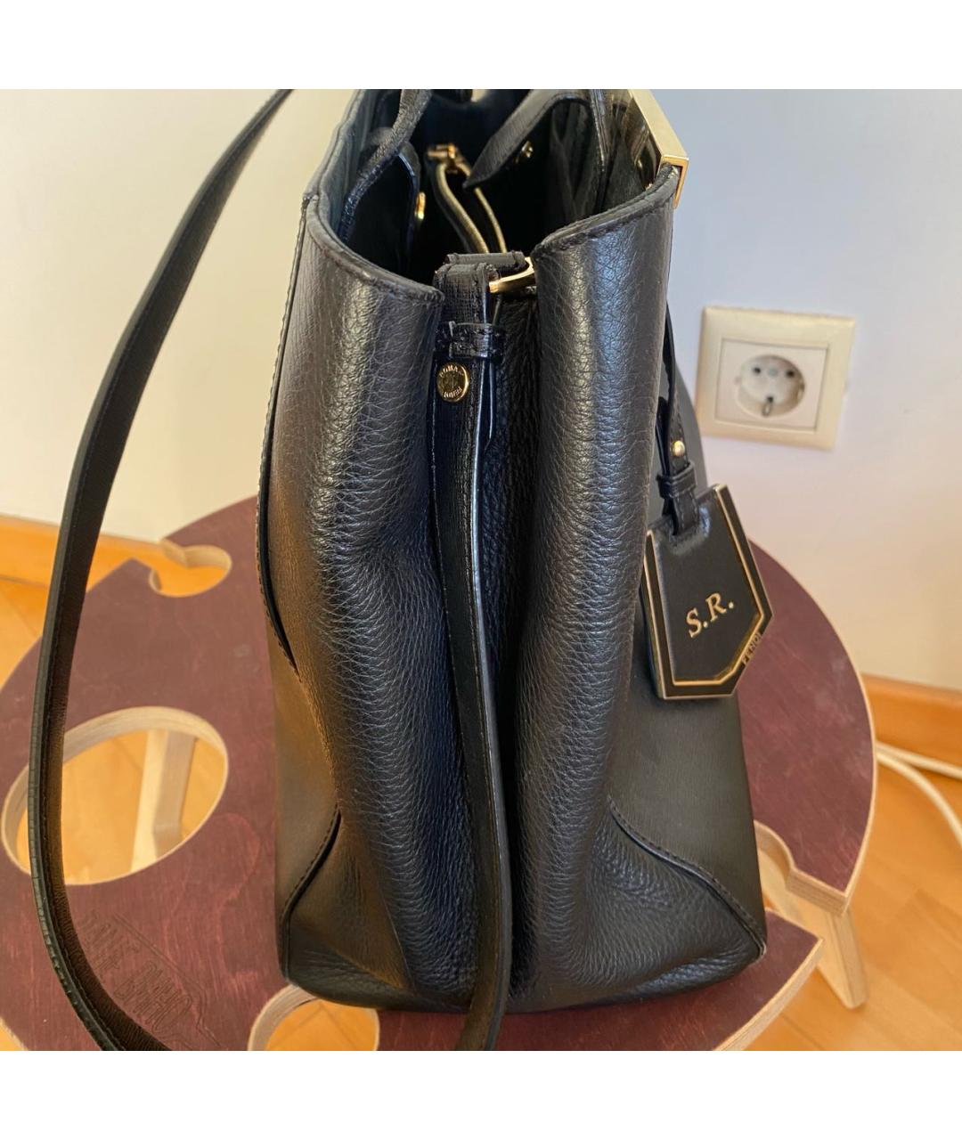 FENDI Черная кожаная сумка тоут, фото 3