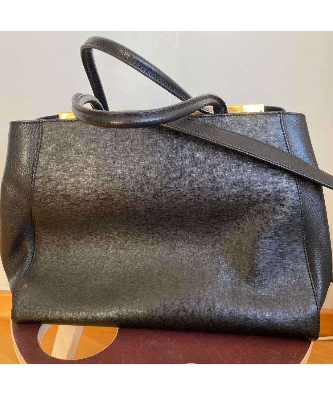 FENDI Черная кожаная сумка тоут, фото 2