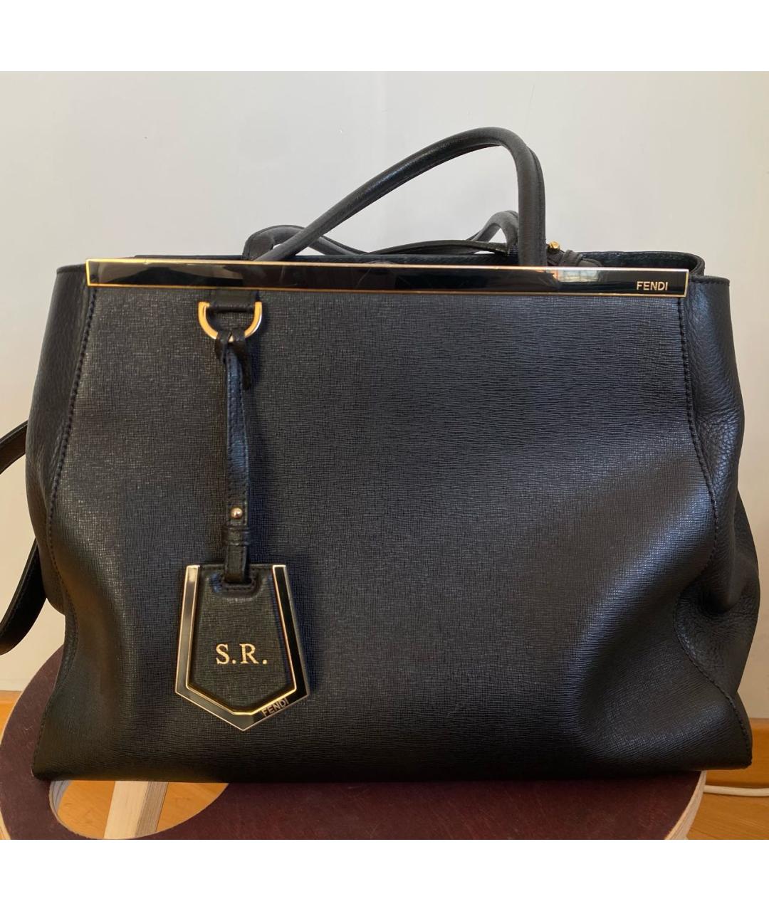 FENDI Черная кожаная сумка тоут, фото 8