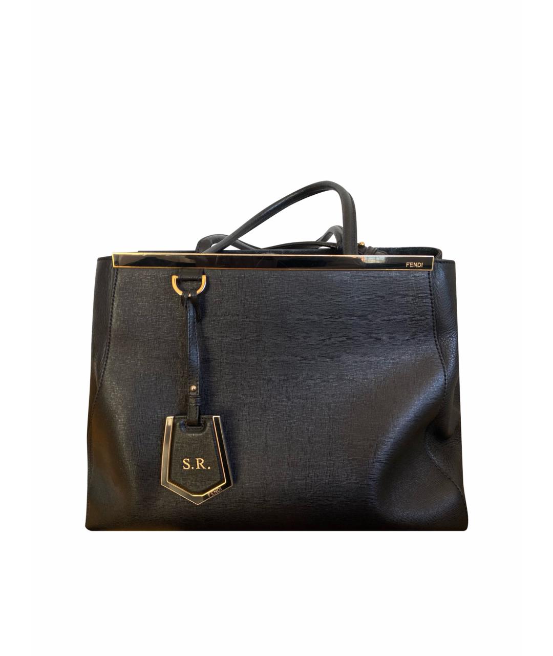 FENDI Черная кожаная сумка тоут, фото 1