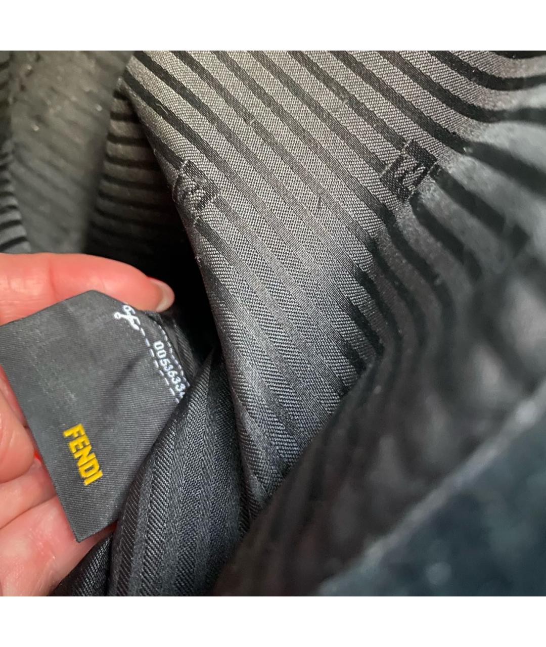 FENDI Черная кожаная сумка тоут, фото 7