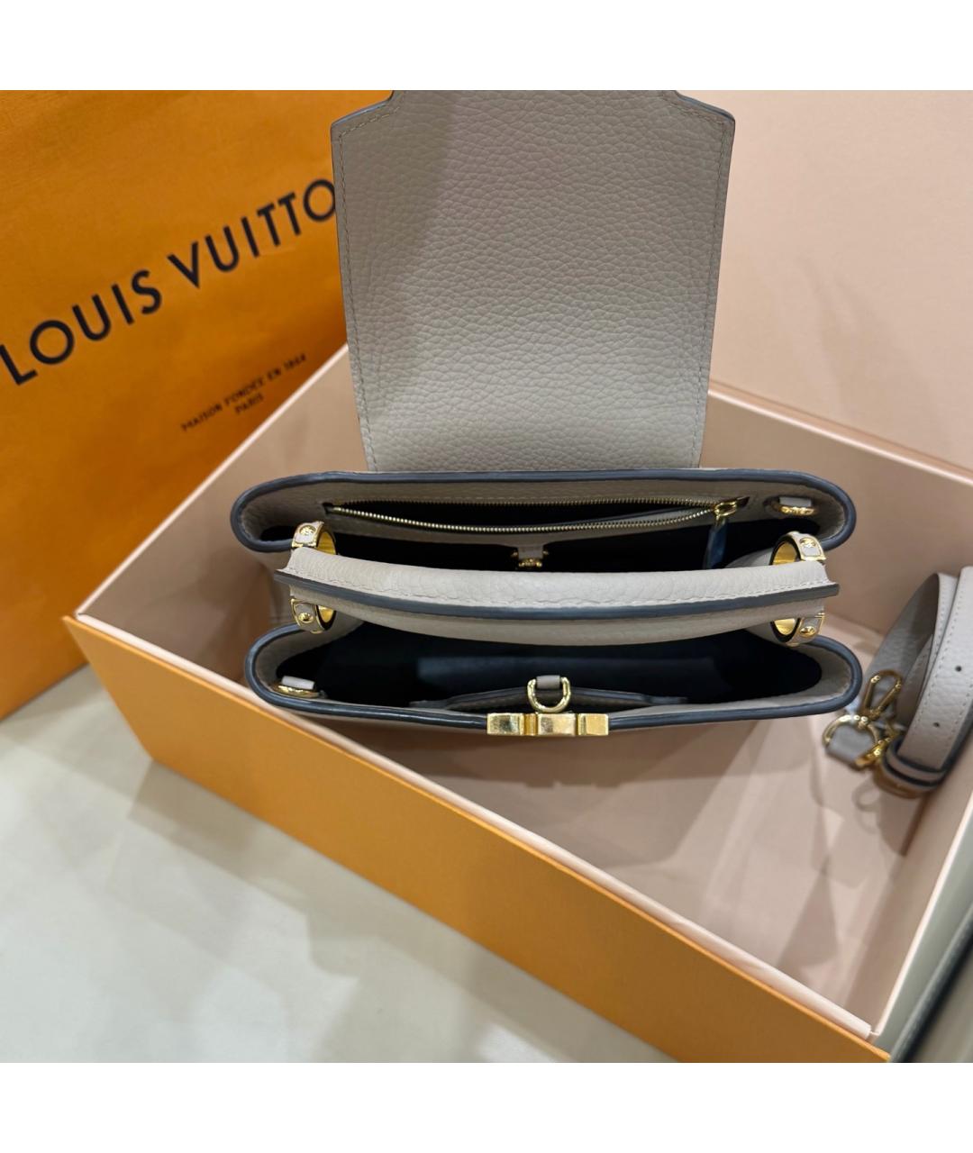 LOUIS VUITTON Серая кожаная сумка с короткими ручками, фото 6