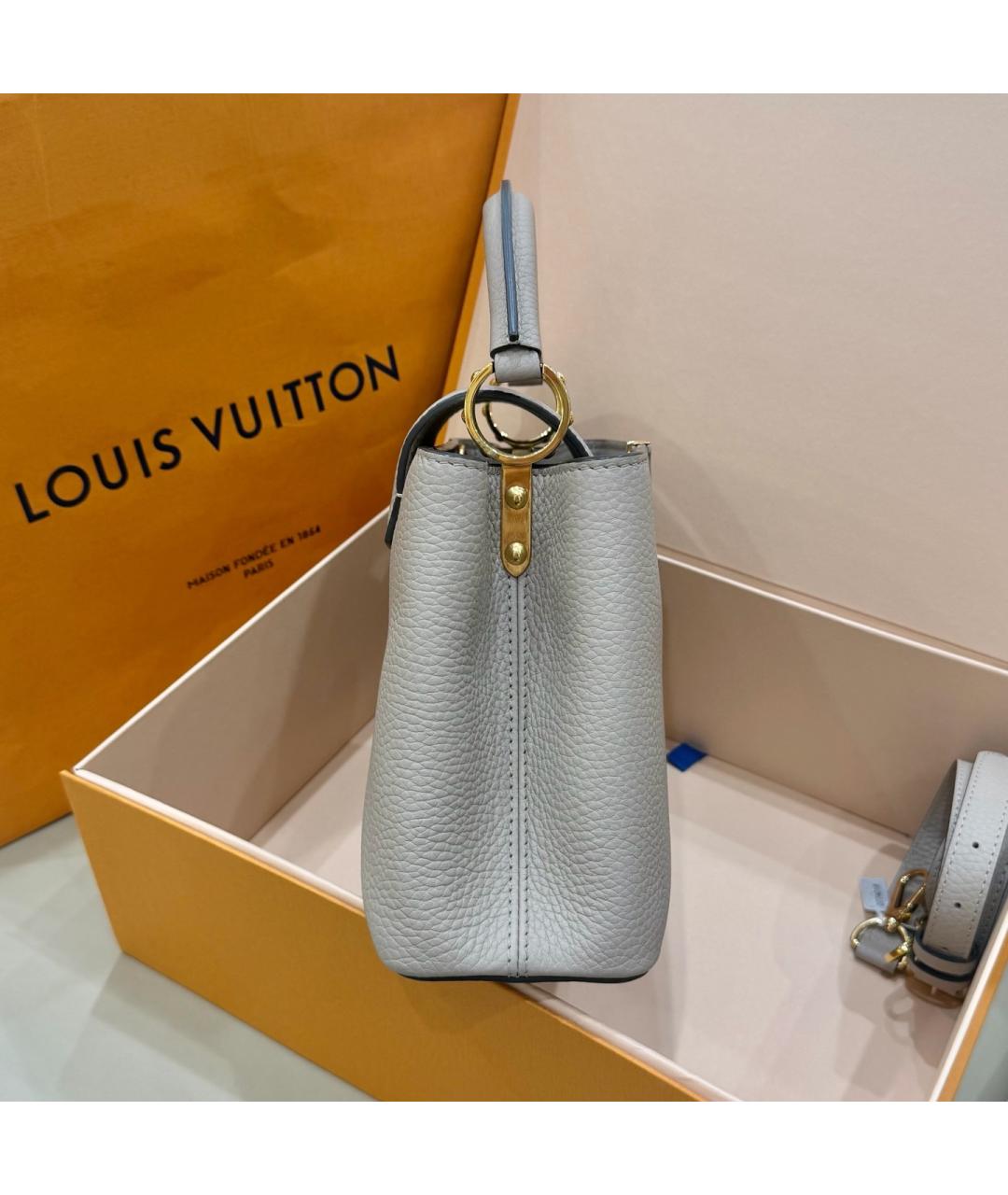 LOUIS VUITTON Серая кожаная сумка с короткими ручками, фото 2