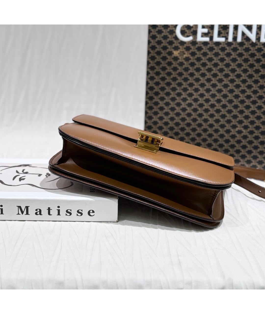 CELINE Коричневая кожаная сумка через плечо, фото 5