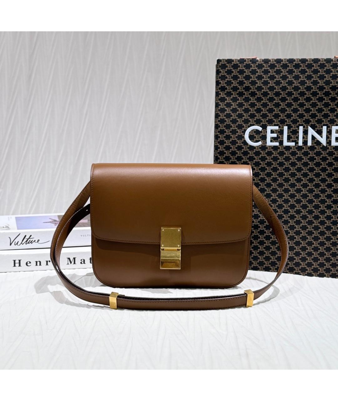 CELINE Коричневая кожаная сумка через плечо, фото 7