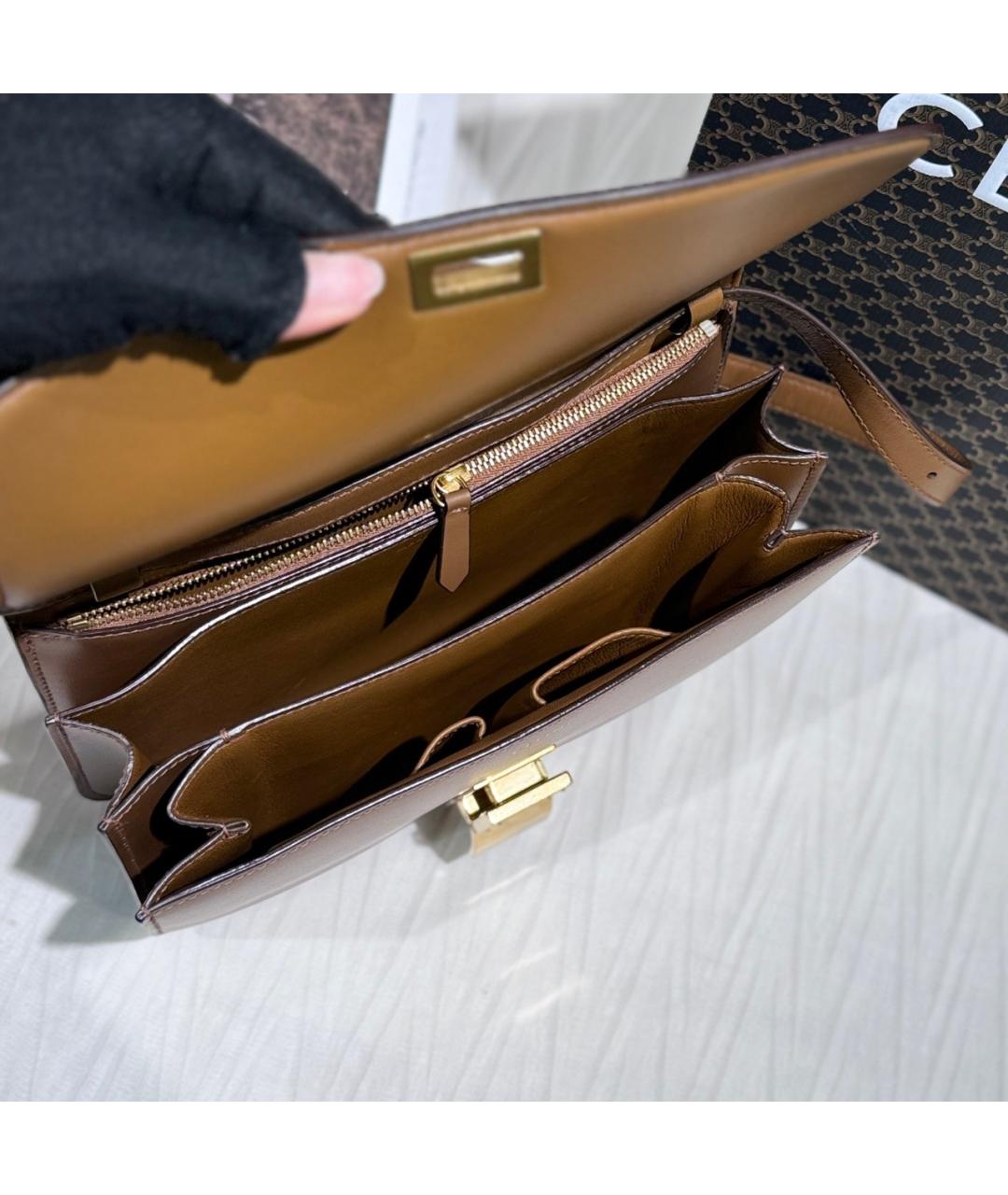 CELINE Коричневая кожаная сумка через плечо, фото 6
