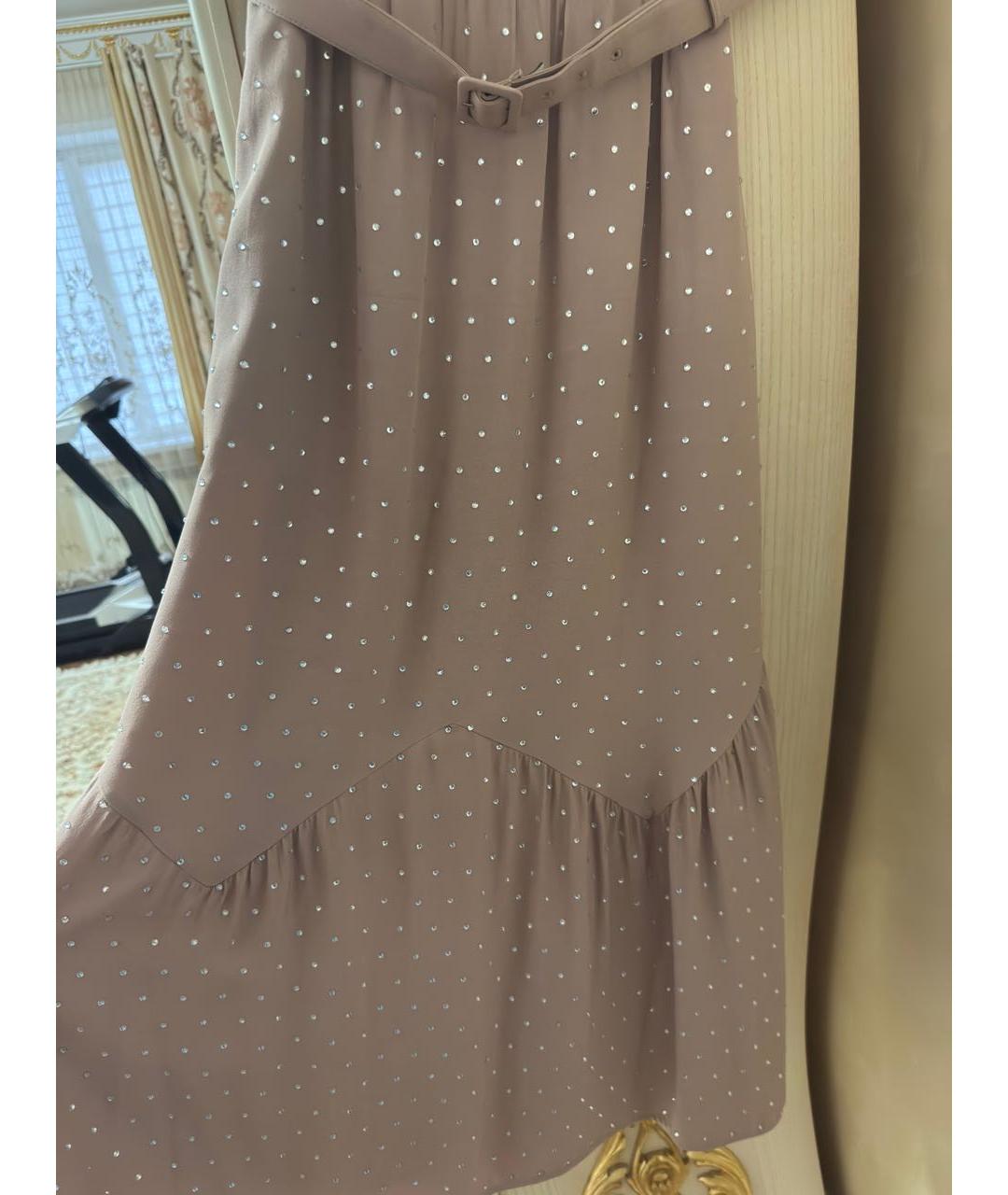 SELF-PORTRAIT Бежевое вискозное вечернее платье, фото 4