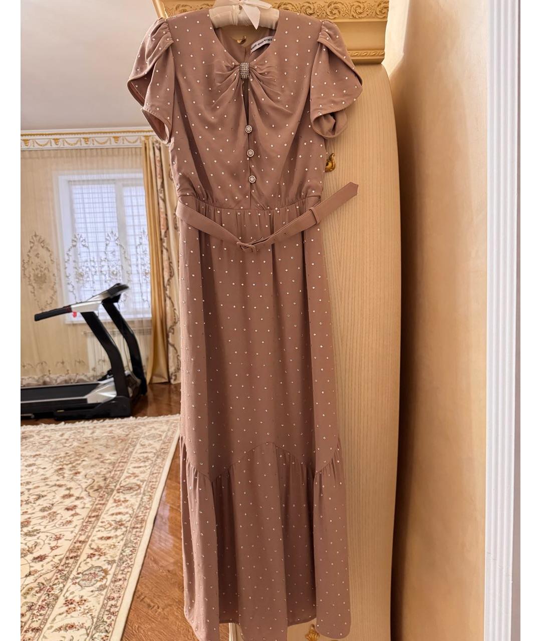 SELF-PORTRAIT Бежевое вискозное вечернее платье, фото 8