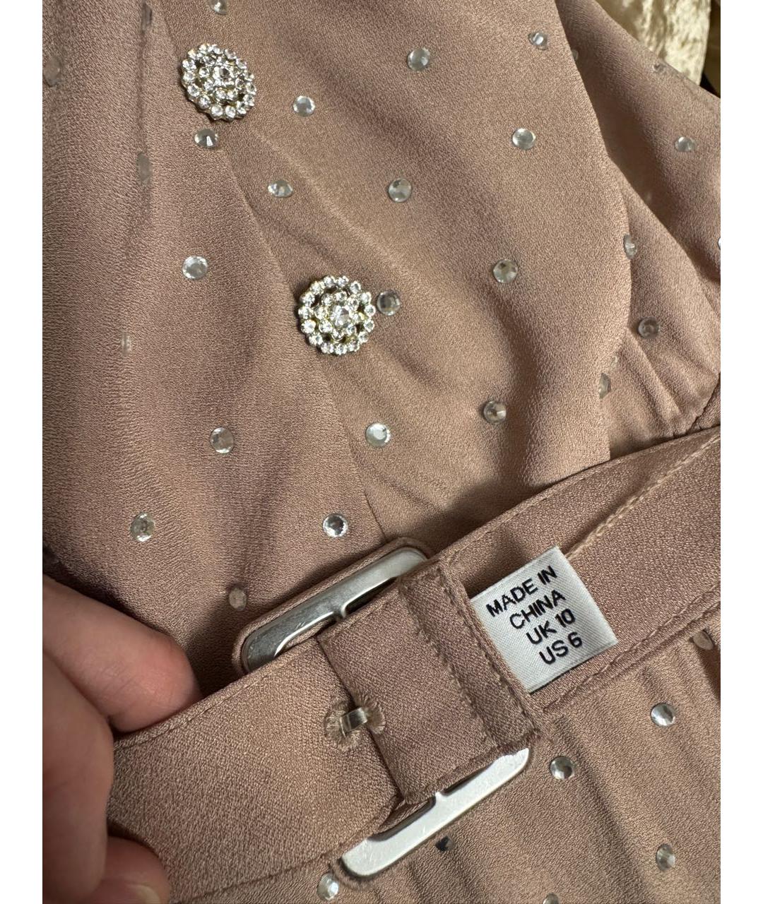 SELF-PORTRAIT Бежевое вискозное вечернее платье, фото 6