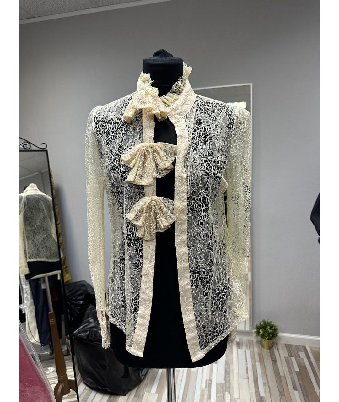 VALENTINO Бежевая кружевная блузы, фото 4