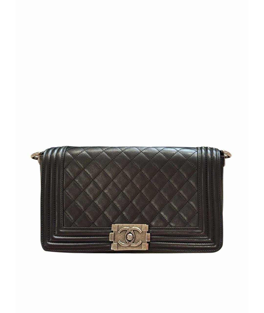 CHANEL Черная кожаная сумка с короткими ручками, фото 1