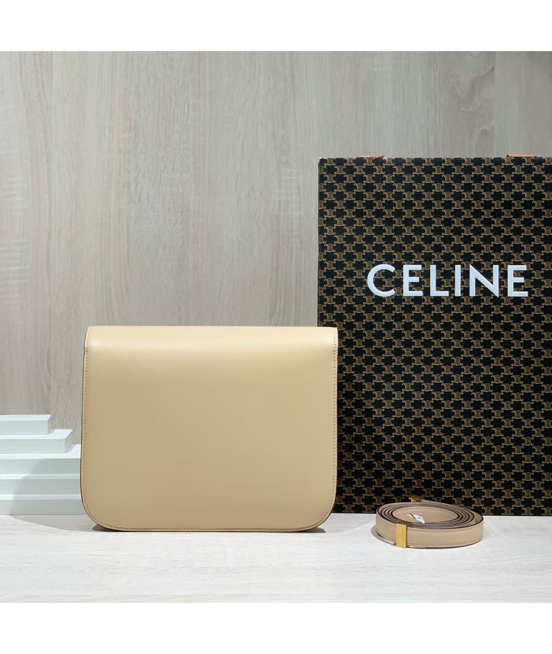 CELINE Бежевая кожаная сумка через плечо, фото 2