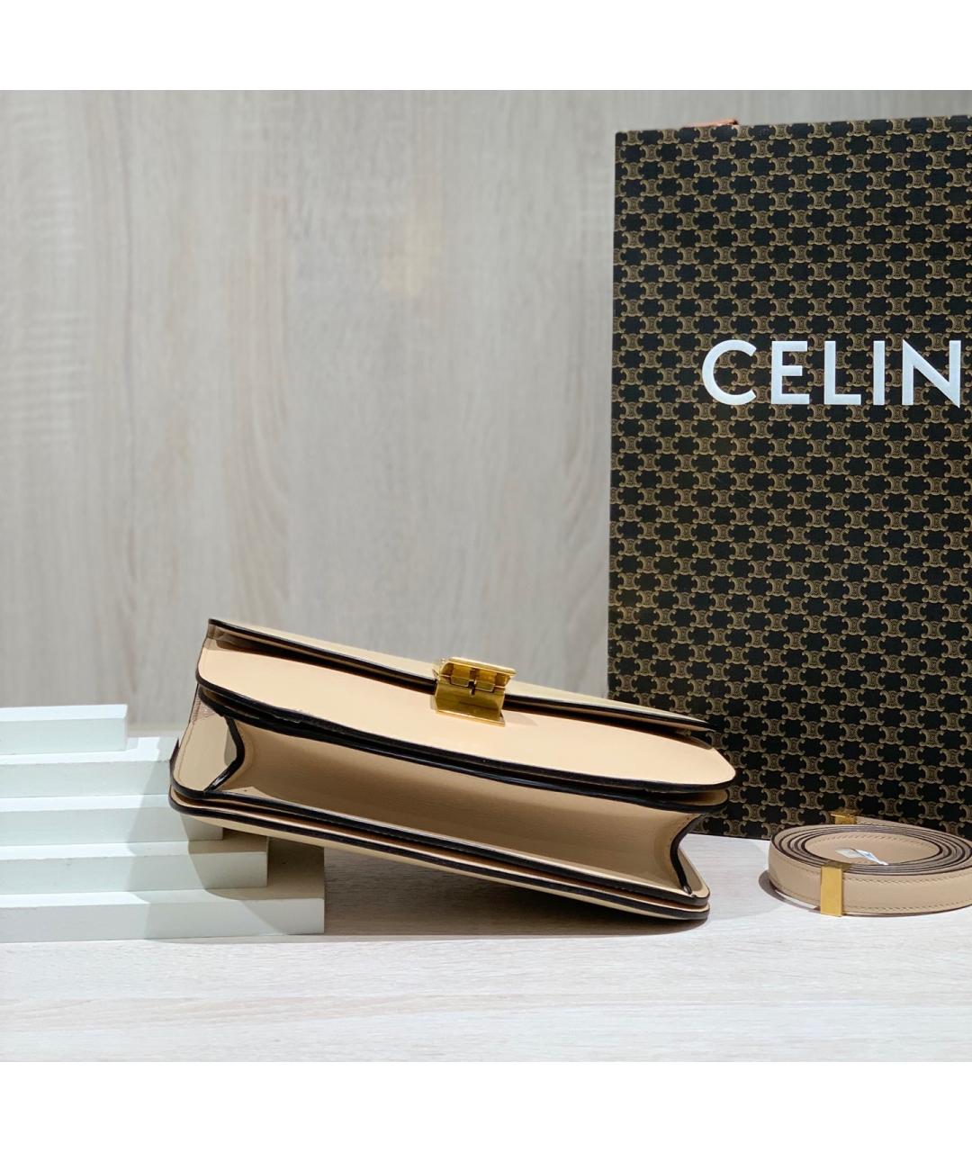 CELINE Бежевая кожаная сумка через плечо, фото 5