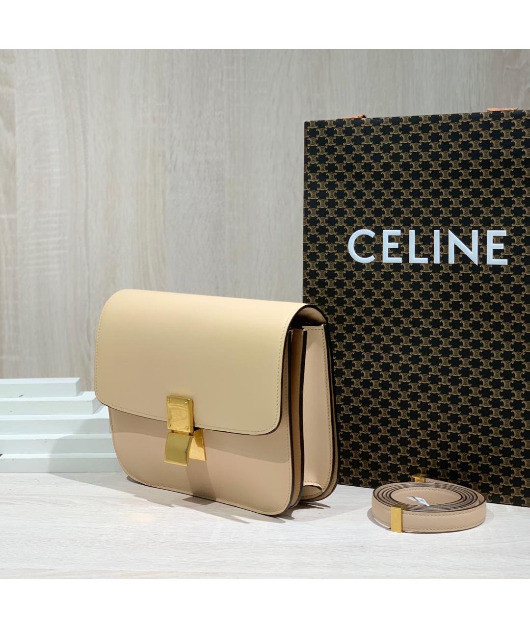 CELINE Бежевая кожаная сумка через плечо, фото 4