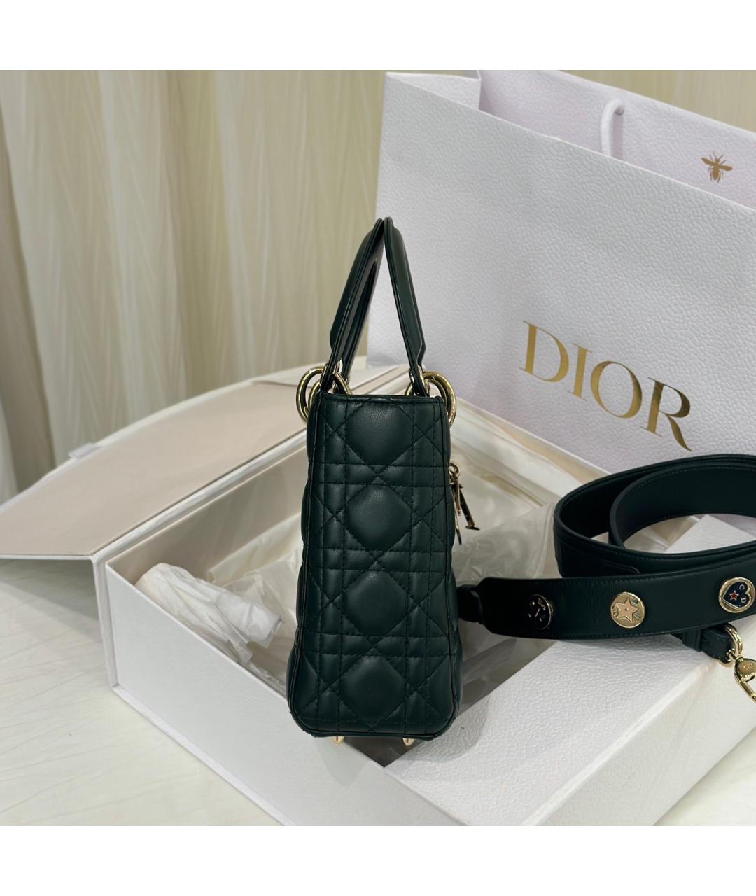 CHRISTIAN DIOR Зеленая кожаная сумка с короткими ручками, фото 2