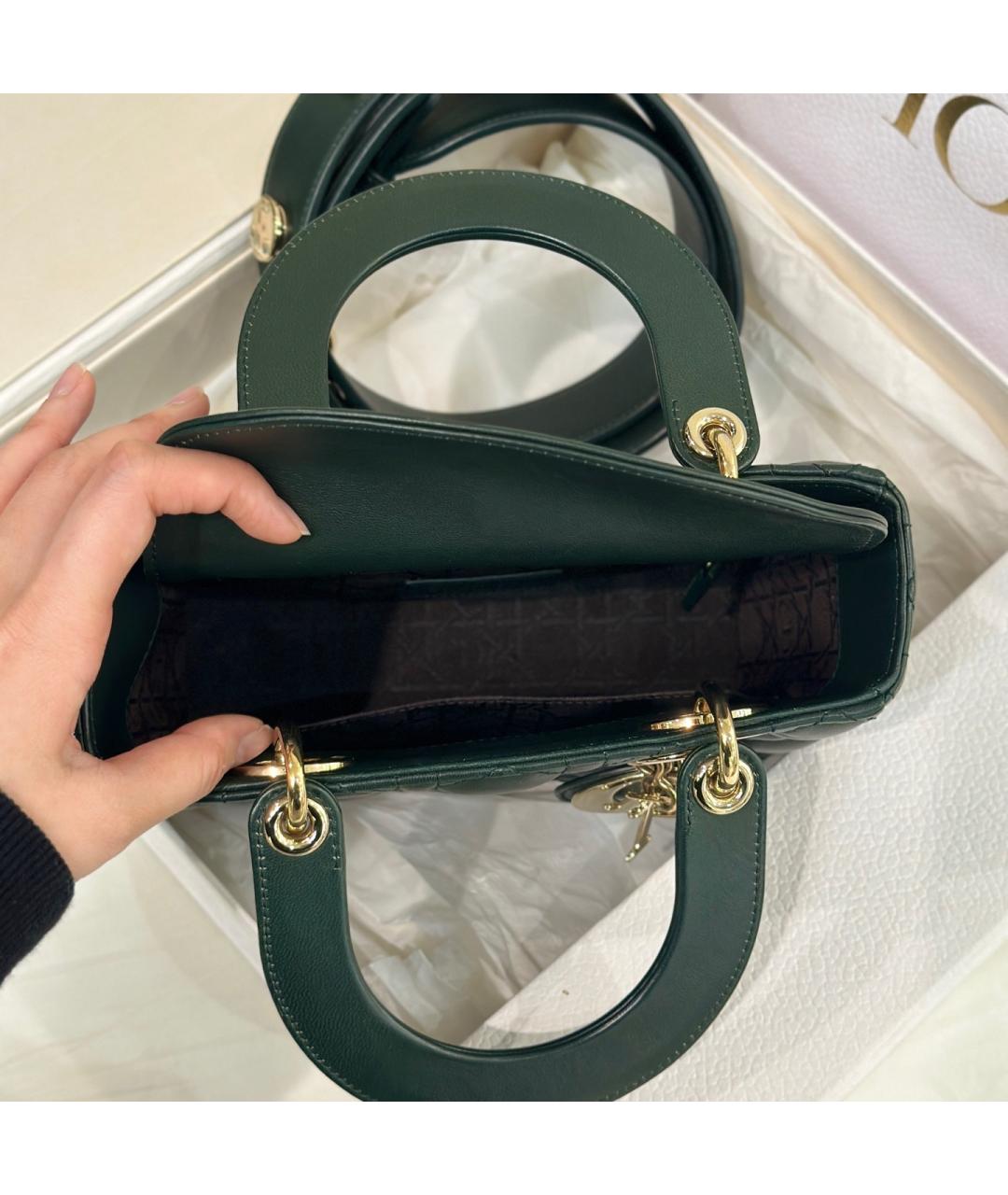 CHRISTIAN DIOR Зеленая кожаная сумка с короткими ручками, фото 6