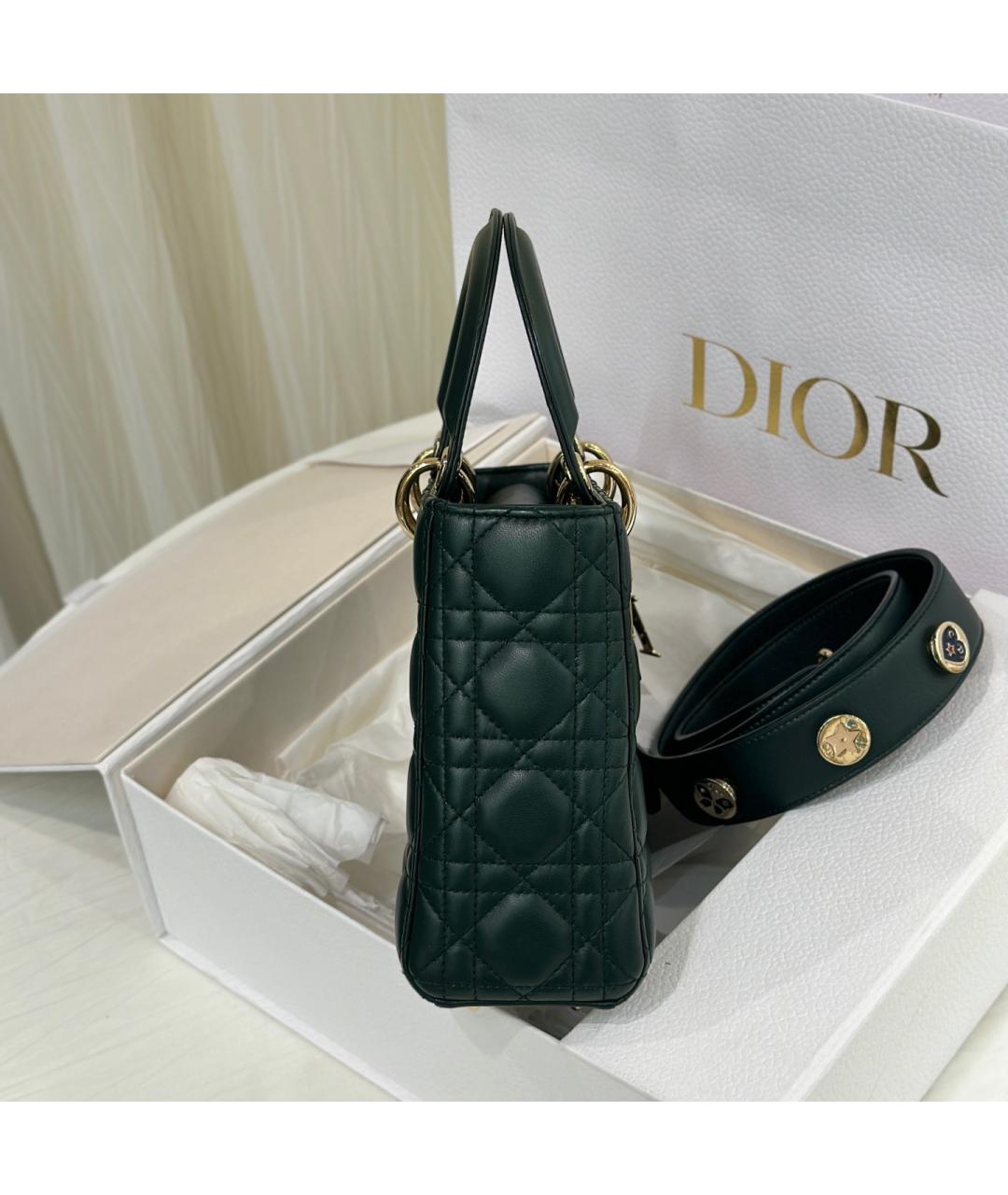 CHRISTIAN DIOR Зеленая кожаная сумка с короткими ручками, фото 4