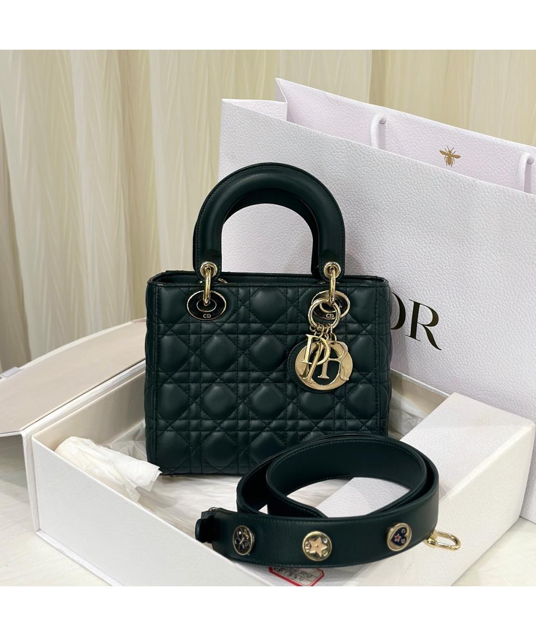 CHRISTIAN DIOR Зеленая кожаная сумка с короткими ручками, фото 9