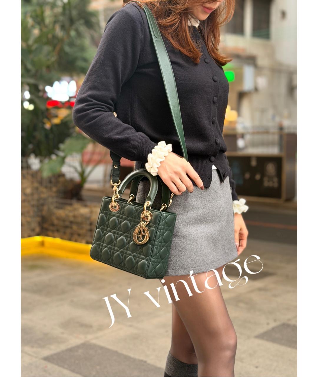 CHRISTIAN DIOR Зеленая кожаная сумка с короткими ручками, фото 7