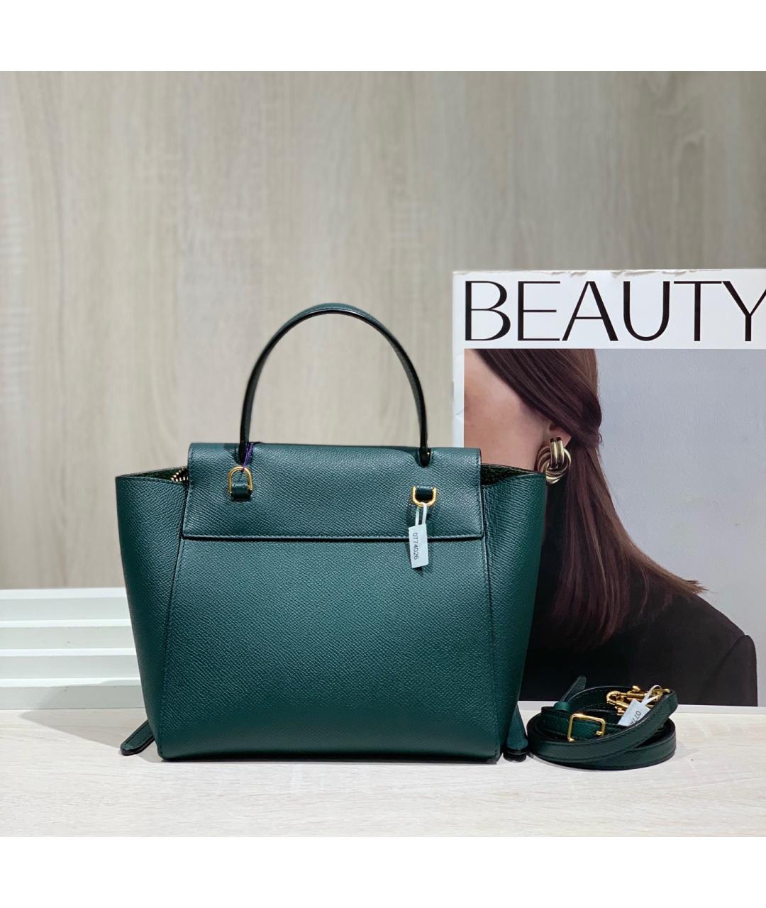 CELINE Зеленая кожаная сумка через плечо, фото 3