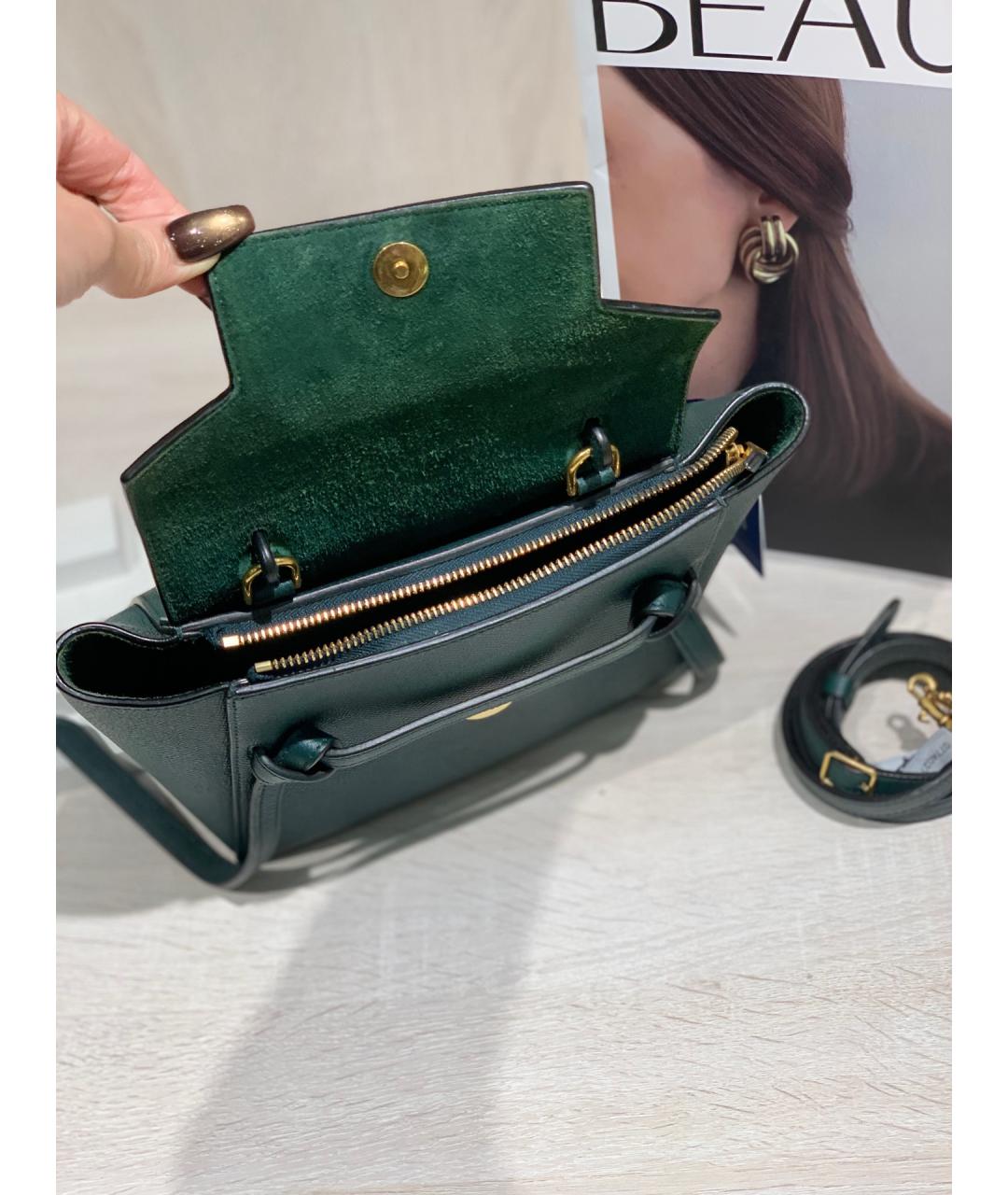 CELINE Зеленая кожаная сумка через плечо, фото 6