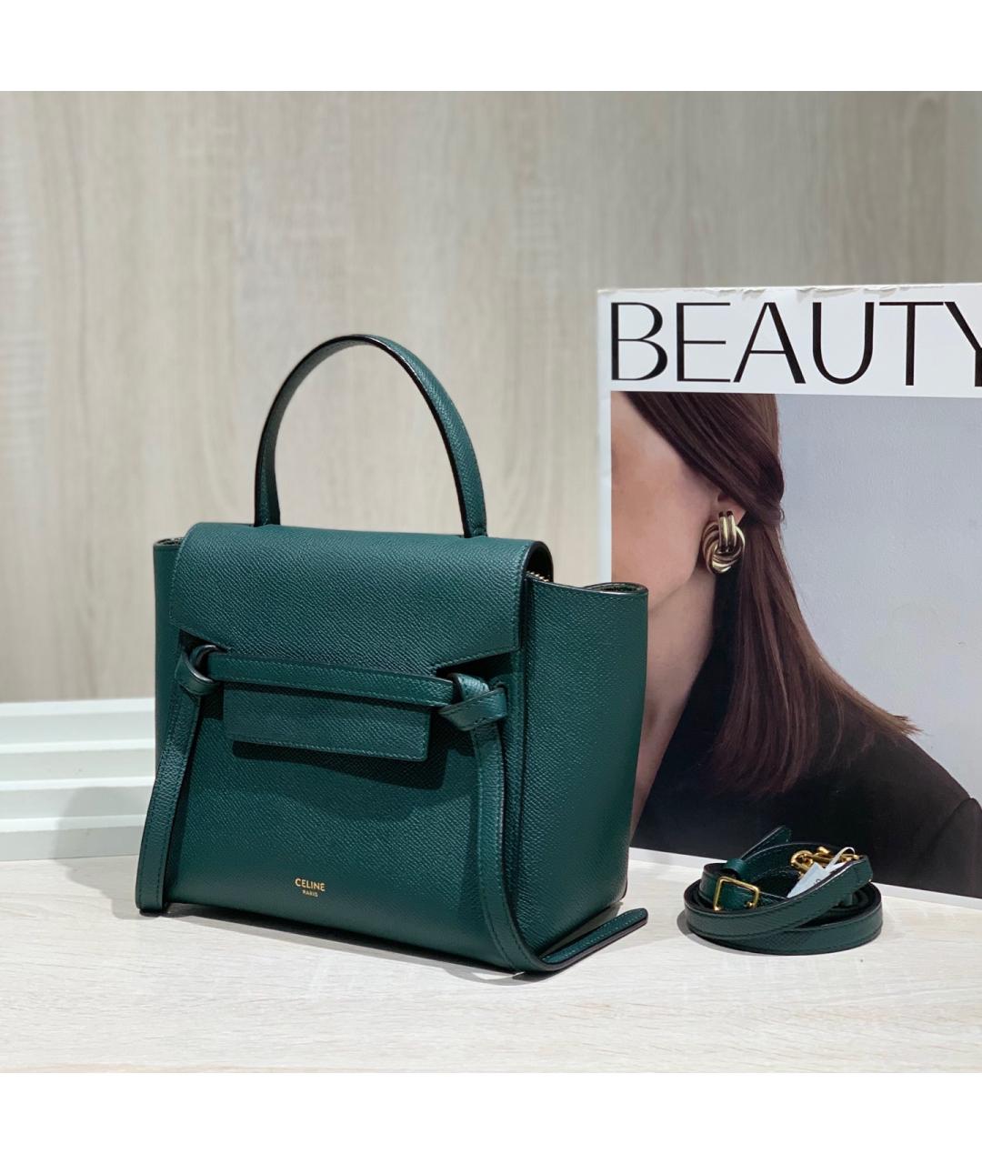 CELINE Зеленая кожаная сумка через плечо, фото 4