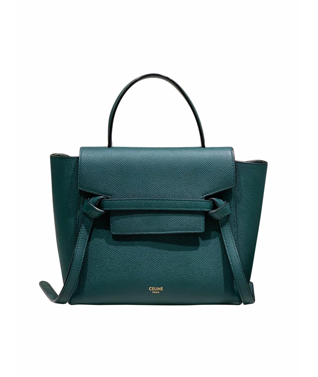 CELINE Зеленая кожаная сумка через плечо, фото 1