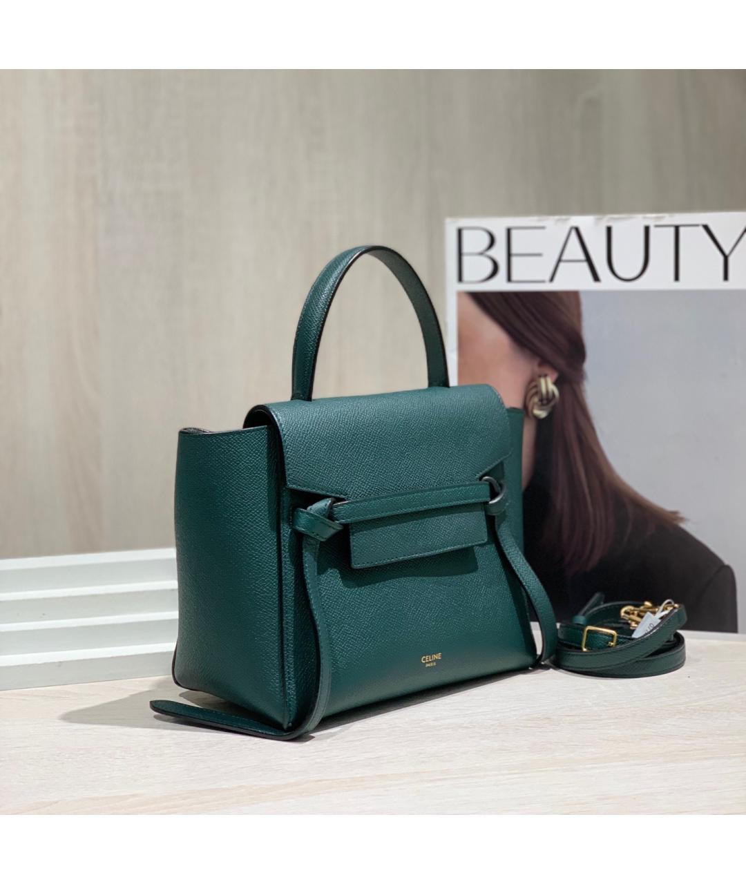 CELINE Зеленая кожаная сумка через плечо, фото 2