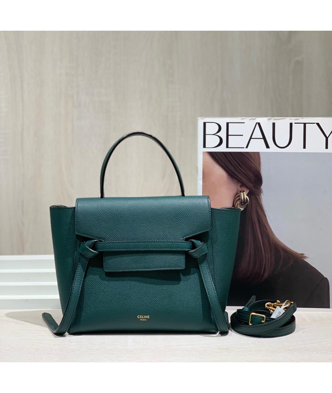 CELINE Зеленая кожаная сумка через плечо, фото 7
