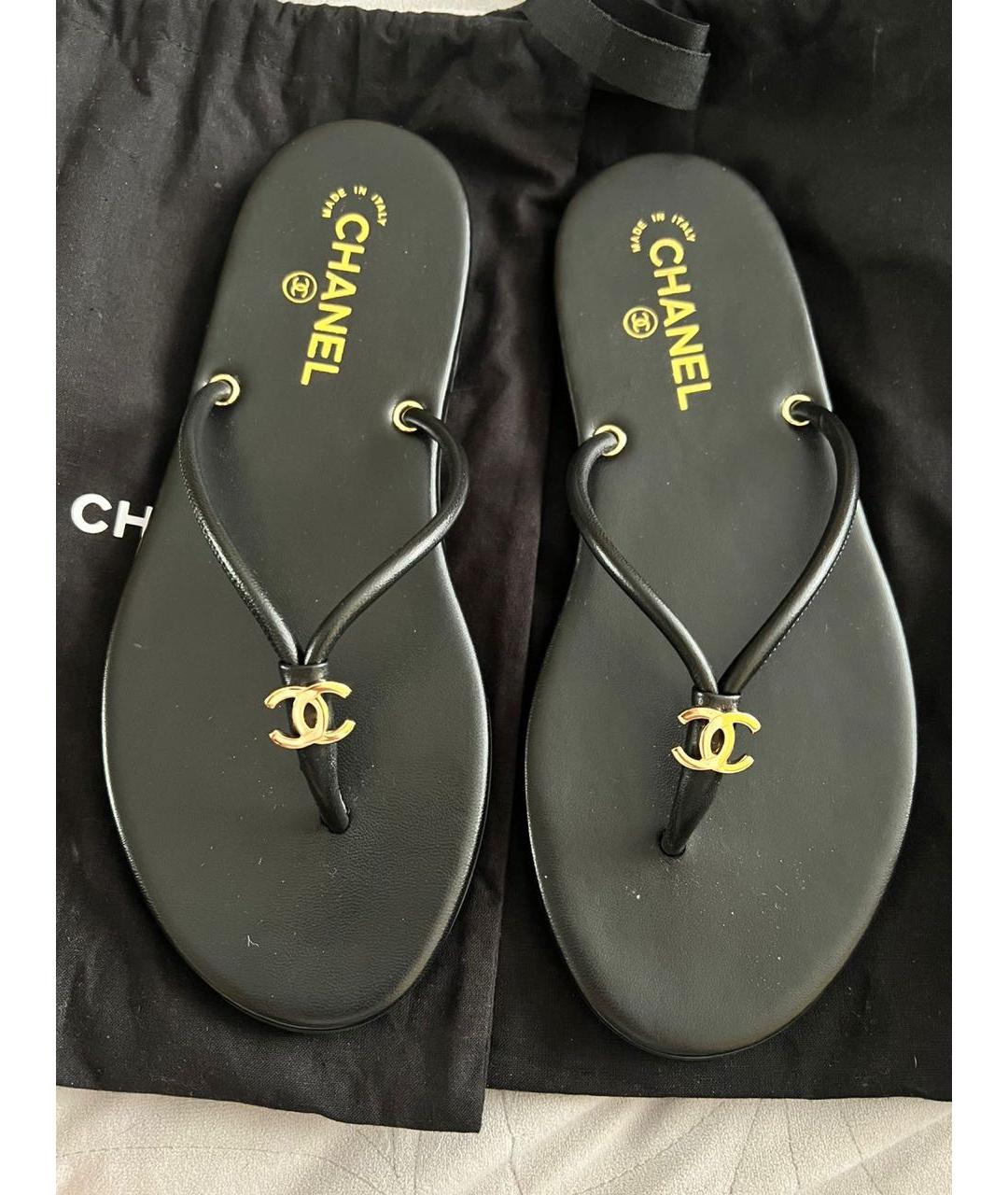 CHANEL Черные кожаные сабо, фото 4