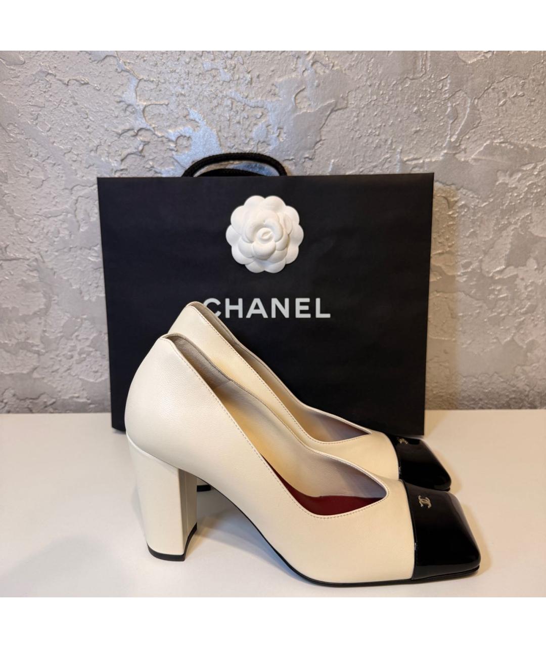 CHANEL Белые кожаные туфли, фото 5