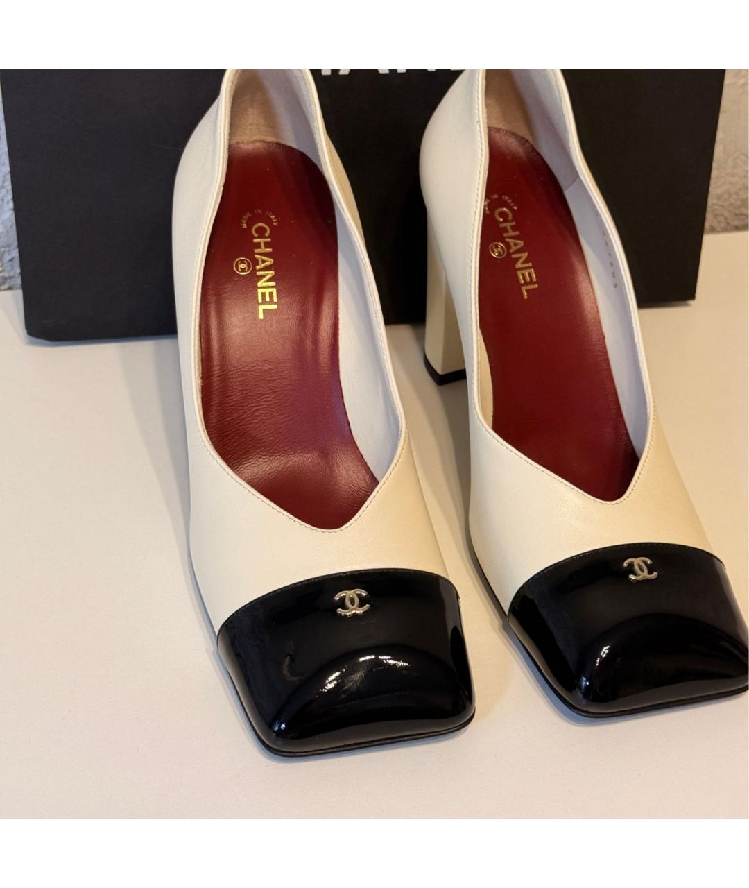 CHANEL Белые кожаные туфли, фото 3