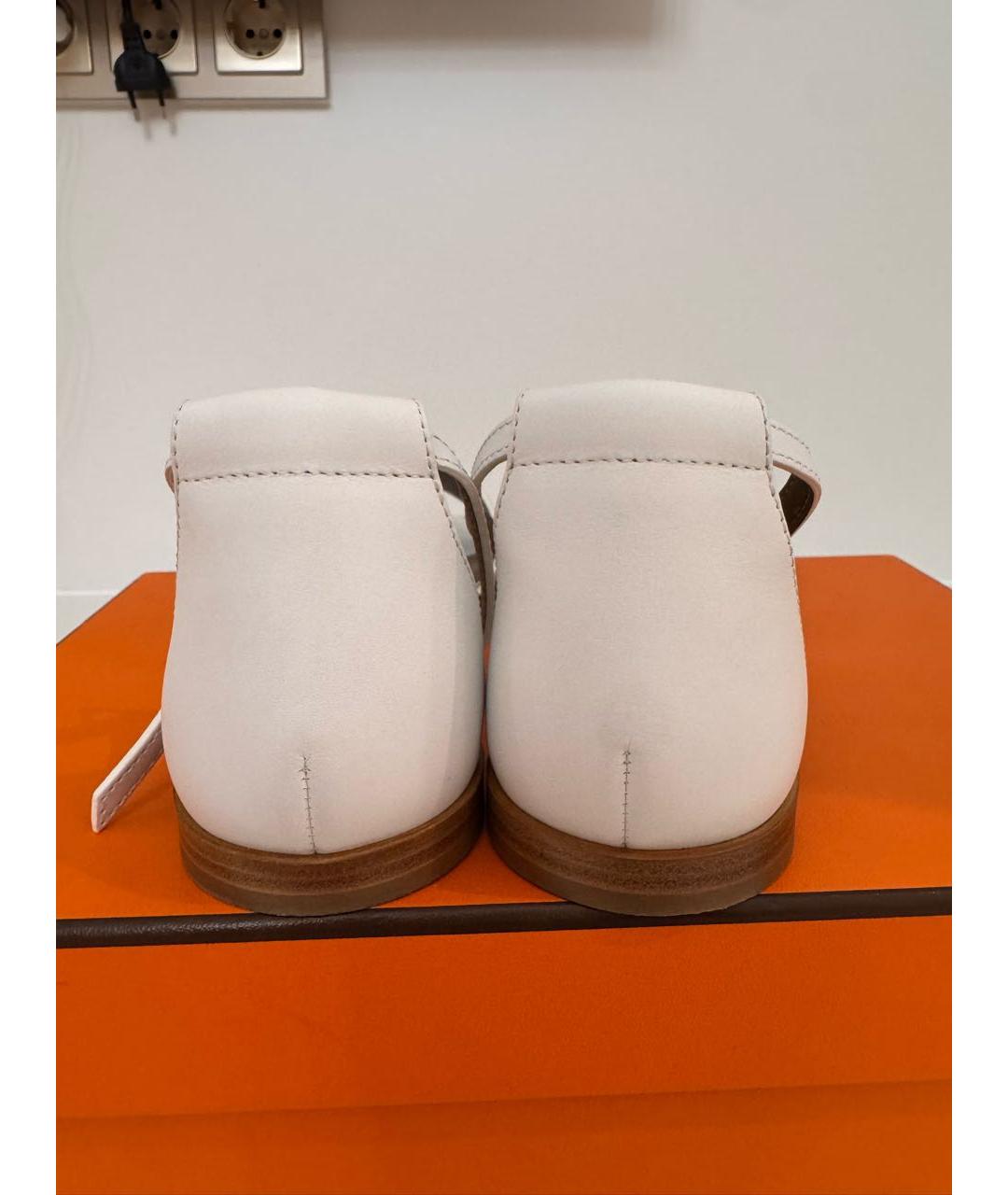 HERMES Белые кожаные сандалии, фото 4