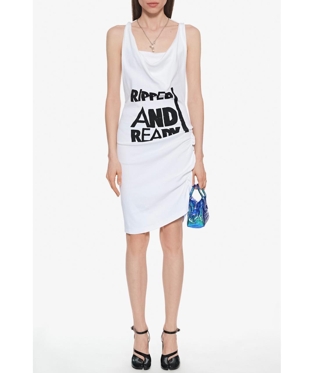 VIVIENNE WESTWOOD Белое хлопко-эластановое коктейльное платье, фото 2