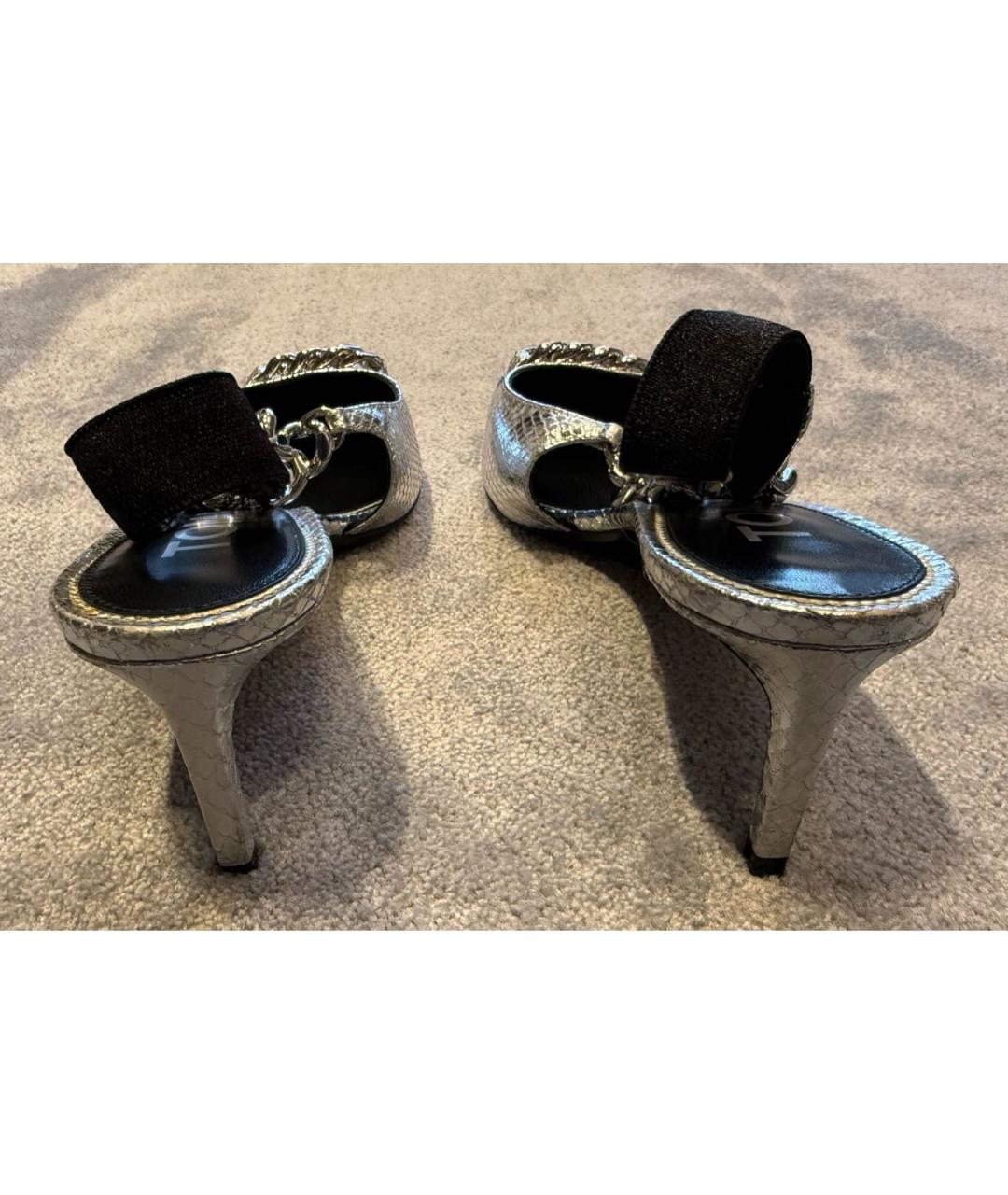 TOM FORD Серебряные кожаные мюли, фото 4