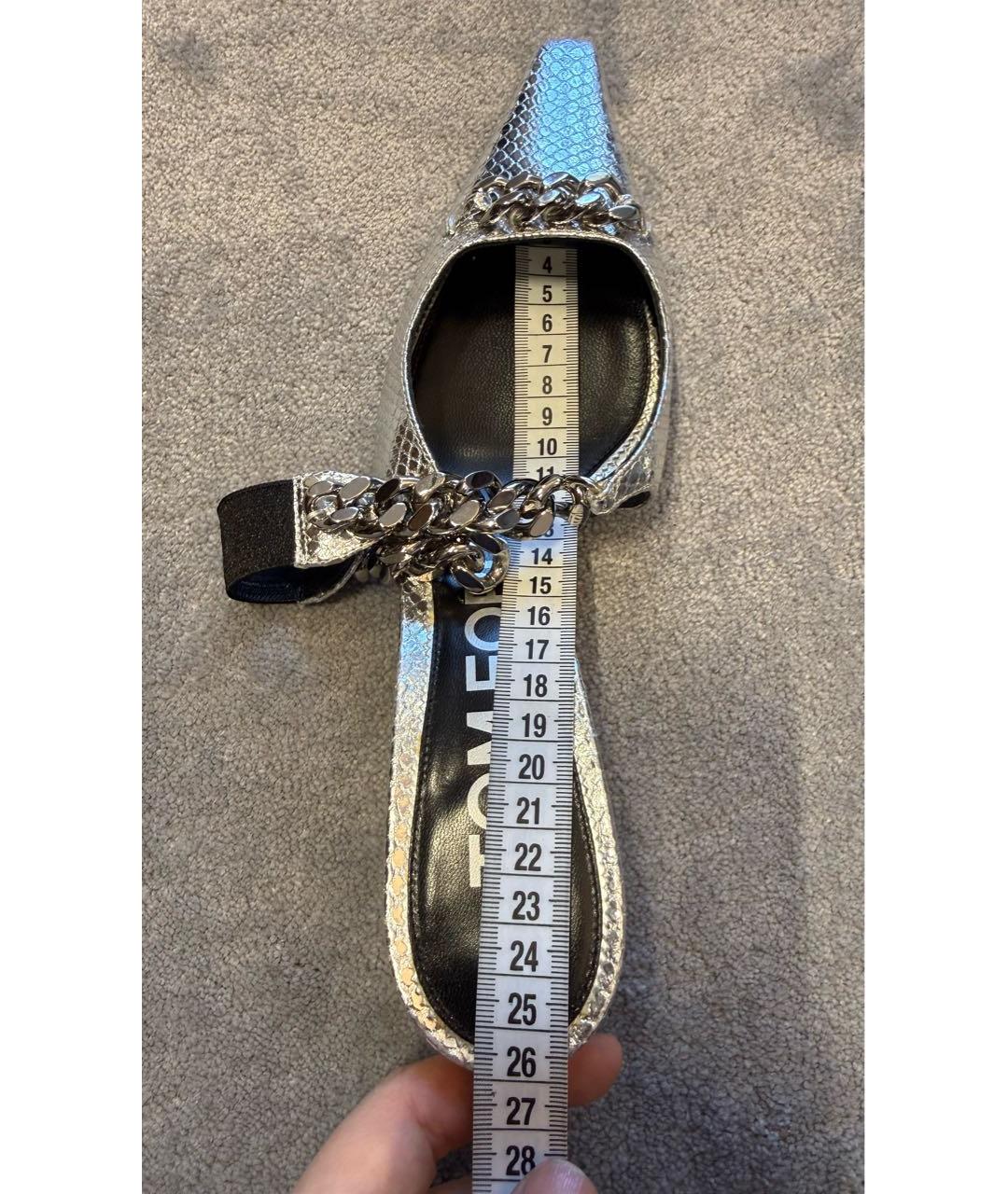 TOM FORD Серебряные кожаные мюли, фото 7