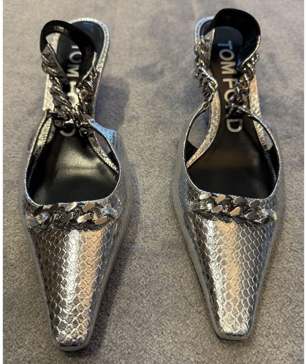 TOM FORD Серебряные кожаные мюли, фото 2