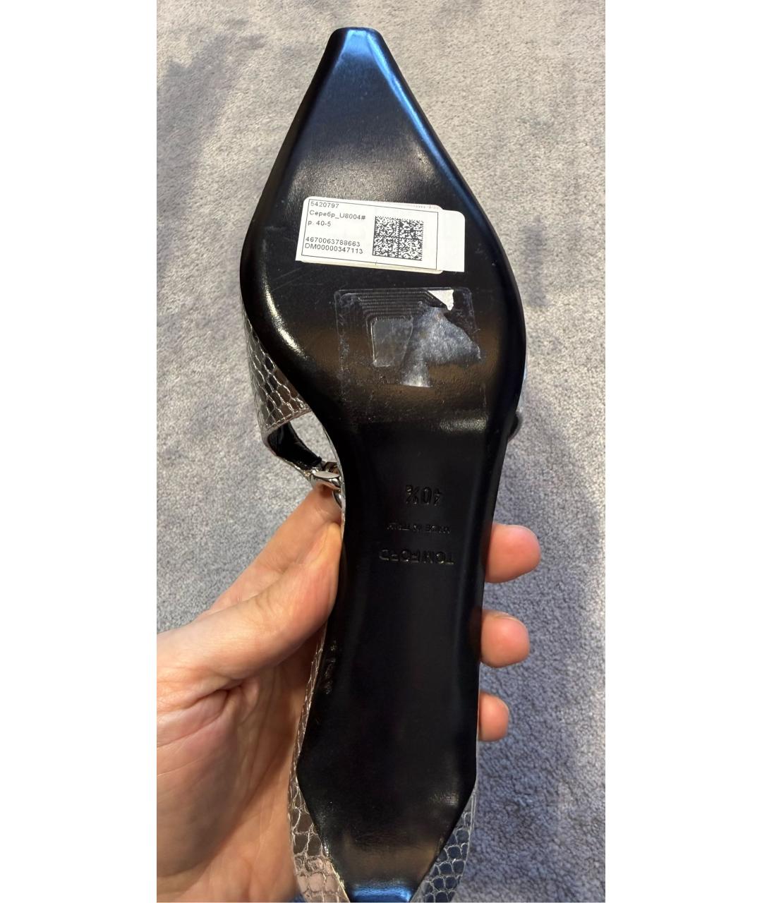 TOM FORD Серебряные кожаные мюли, фото 6