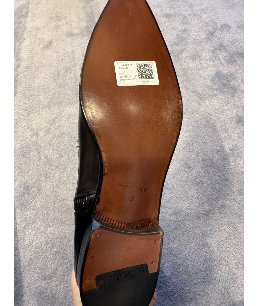 DOLCE&GABBANA Серые кожаные высокие ботинки, фото 7