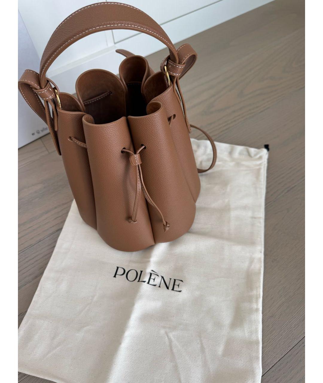 POLENE Коричневая кожаная сумка через плечо, фото 6