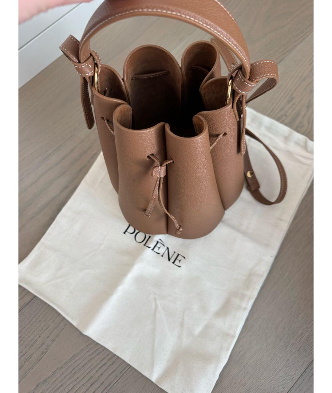 POLENE Коричневая кожаная сумка через плечо, фото 5