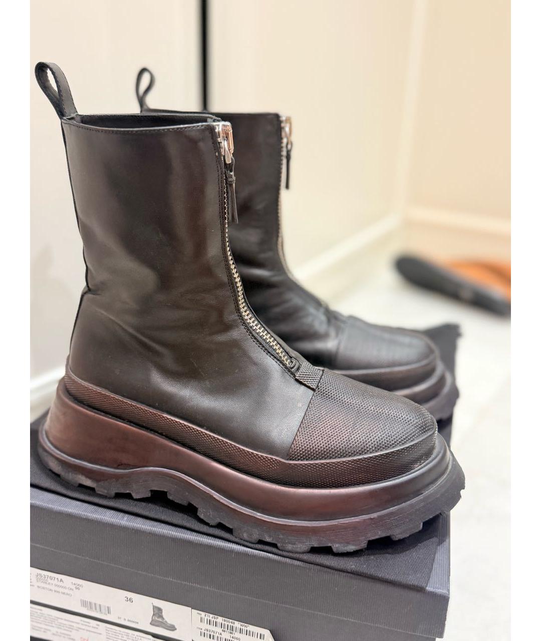 JIL SANDER Черные кожаные ботинки, фото 5