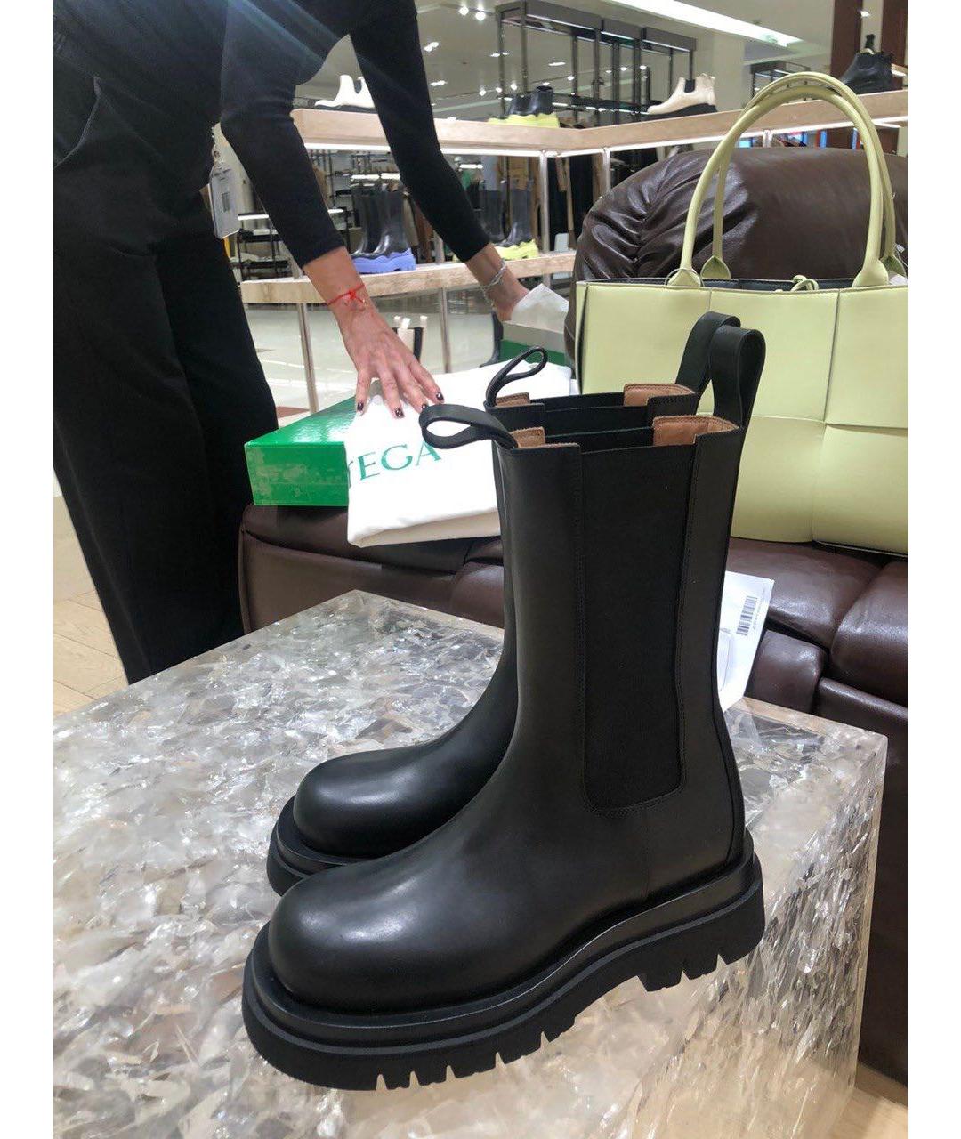 BOTTEGA VENETA Черные кожаные полусапоги, фото 2