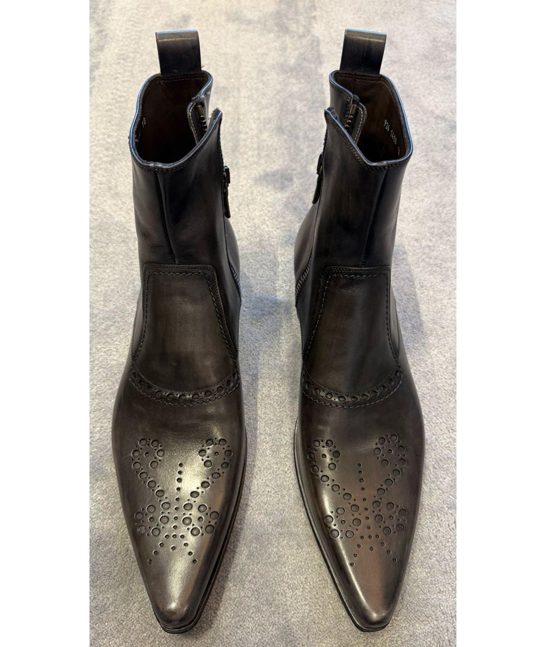 DOLCE&GABBANA Серые кожаные высокие ботинки, фото 2