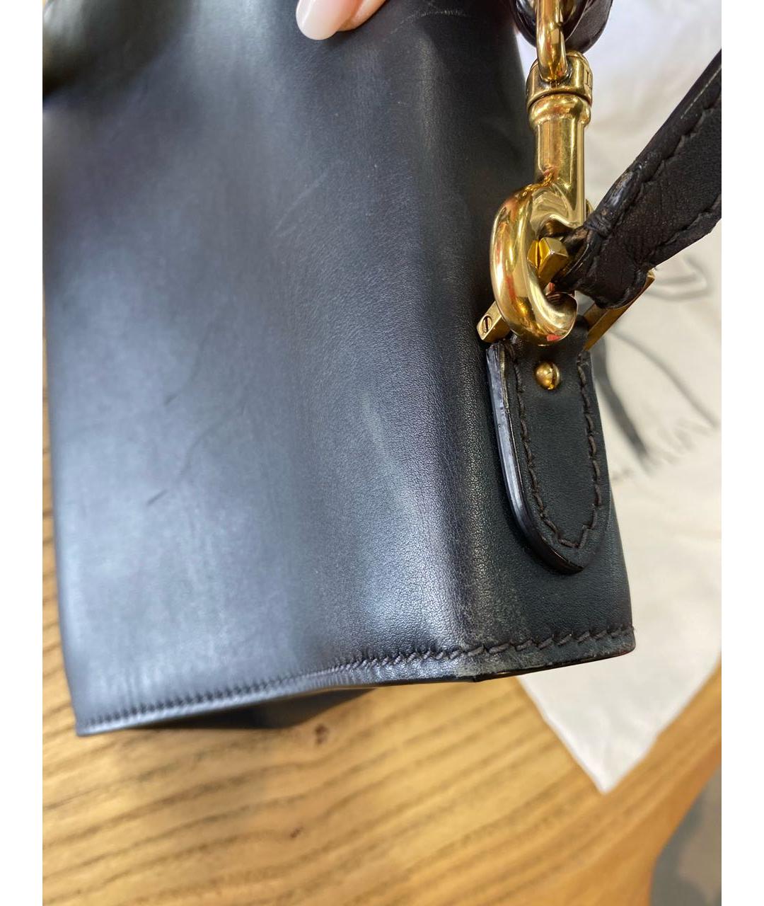 CHRISTIAN DIOR Антрацитовая кожаная сумка тоут, фото 5